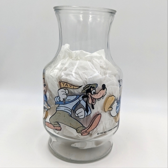 Vintage The Walt Disney Company Glass Vase Mickey Mouse Baseball Sport Flower - Picture 3 of 8